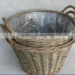 100%Handmade Wicker Plastic Lined Plant Basket Wicker Plant Pot Flower Plant Basket thumbnail-2