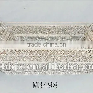 Rectangle Iron Silver String Gift Storage Basket for Wedding Favor thumbnail-1