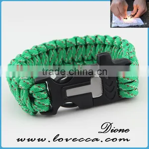 Outdoor Survival Logo Engraved Paracord Bracelet With Fire Starter Buckle thumbnail-4