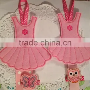 Hot Sell Felt Ballerina Tutu Hair Clip Hanger Applique Made in China thumbnail-1