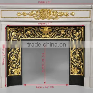 2017 Home Decor Luxury Marble and Gilded Brass Fireplace thumbnail-4