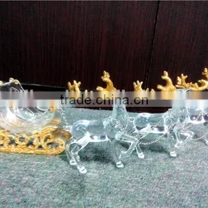 2016 Hot Sale Christmas Decoration Three Acrylic Reindeer and Sleigh With Gold Glitter thumbnail-6