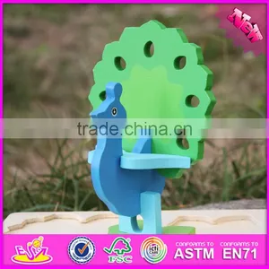 2017 New Product Funny 3d Peacock Children Wooden Puzzle Animals W14G040 thumbnail-1