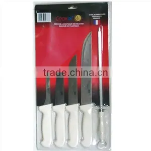 KN3221 Set of 5 Colourful Plastic Handle Stainless Steel Kitchen Knife thumbnail-3