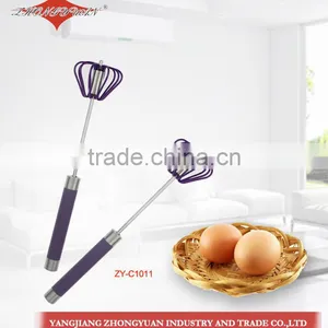 Stainless Stee Hand Press Egg Whisk and Beaters Rotary 12-inch Hand Push Beater thumbnail-1