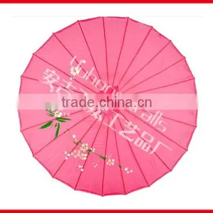 Flower Panited Chinese Silk Bamboo Parasol thumbnail-4