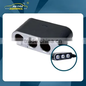 CE Approval 1 to 3 Car Cigarette Lighter Adapter Socket With Switch for IPhone , Tablet , Samsung thumbnail-1