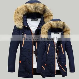 Custom Warm Fur-collar Windproof Jacket Unisex Parka Cotton Padded Men Winter Parka Jacket thumbnail-2