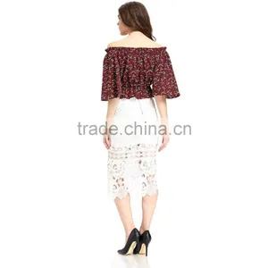 Domin Fashion Latest Printing off Shoulder Top thumbnail-6