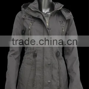 OEM Service 2015 Women Long Cotton Washed Jacket thumbnail-1