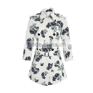 2015 New Style Fashion Flora Printed Stand Collar Long Sleeve Formal Mature Ladies Office Wear Dresses Dress thumbnail-2