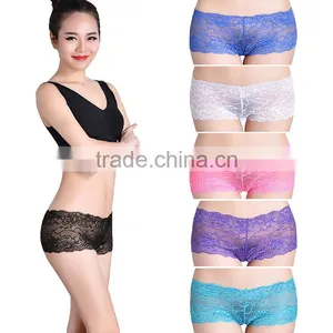 Sexy Hot Selling Underwear Transparent Lace Women Boyshorts Factory Lingerie thumbnail-1