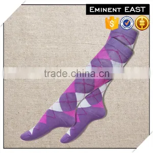 100% Cotton Comfortable Anti-bacterial Colorful Argyle Check Dimond Pattern Lady Knee Socks thumbnail-1