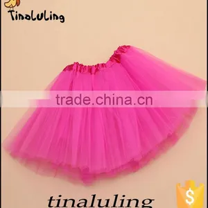 Brand New Kids 3 Layer Tulle Fabric Skirts Girls Hot Pink Ballet Tutu for Dance Children Skirts thumbnail-2