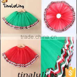 2016 Latest New Arrival Tulle Skirts Kids Christmas Green Tutus Baby Pettiskirts With Satin Ribbons thumbnail-2