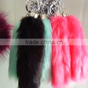 Imitation Fox Tail Car Keychain Fake Hair Ball Ornaments Lady Fur Pendant Cute Hair Ball Key Holder Bag thumbnail-1