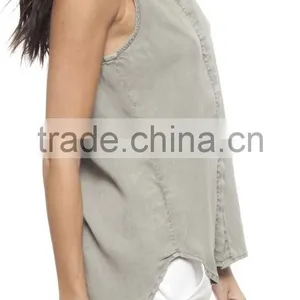 2015 Sleeveless Button Back Shirt Latest Design Beach Apparel Womens Fashion Tops thumbnail-2