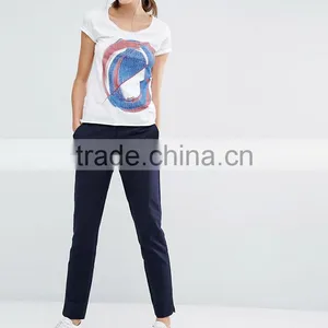 2016 Guangzhou Shandao Casual Summer O-neck Short Sleeve 160g 100% Cotton Custom Womens High Quality Tshirt thumbnail-4