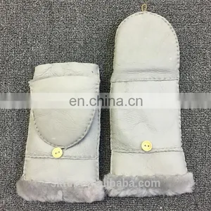 China Factory Wholesale Genuine Sheepskin Fur Leather Gloves for Men and Kids thumbnail-6
