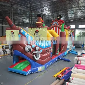Pirate Ship Obstacle Course Inflatable Challenge, Slide Bouncy Obstacle Course thumbnail-1