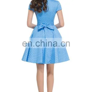 Grace Karin Girls Polka Dot Dress Cotton Cheap Short Sleeve Vintage Dress Rockabilly Dress CL6089-3# thumbnail-3