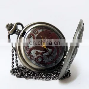 Game of Thrones House Targaryen A Song of Ice and Fire Quartz Pocket Watch Necklace thumbnail-2