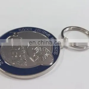 Custom Zinc Alloy Shiny Silver Die Cast Soft Enamel Sparkle Texture Keychain /Gift /Souvenir thumbnail-4