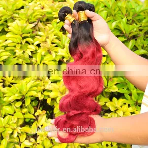 Ombre Hair Extensions Brazilian Virgin Hair Body Wave T1B/Burgundy Human Hair Colored Two Tone thumbnail-1