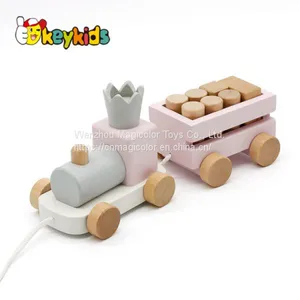 2019 Wholesale Cheap Wooden Train Pull Toys for Toddlers W05C076 thumbnail-1