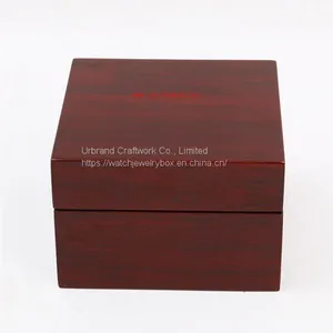 Top Sell Dark Red Wooden Paper Watch Box Luxury Glossy Painted Wooden Men Watch Gift Box With the Factory Price thumbnail-5