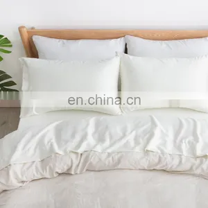 Luxury Famous Brand Microfiber White Super Queen King Size 4 Piece Satin Bedroom Home Bedding Comfort Set thumbnail-5