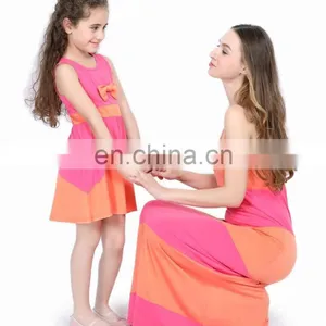 2019 Summer Striped Mother and Daughter Dress TuTu Bow Family Matching Dresses Outfit (this Link for Girls,1-12years) thumbnail-1