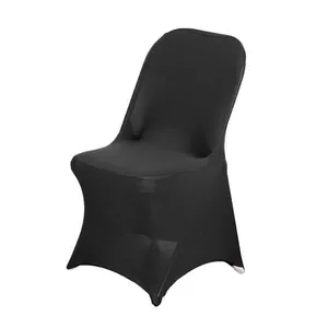 Black Elastic Stretch Spandex Folding Chair Cover for Wedding Party Dining Event Restaurant thumbnail-1