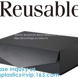 Luxury Cardboard Folding Box Magnetic Closure Rigid Collapsible Paper Foldable Gift Boxes For Clothes Or Flower BAGPLAST thumbnail-1