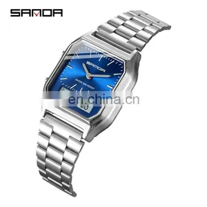 SANDA 747 High Quality Digital Analog Quartz Male And Female Watch Chronograph Stainless Steel Business Man Watches thumbnail-2