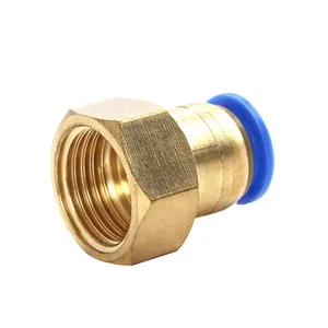 PCF Series Pu Hose Connector Female Straight Pneumatic One Touch Brass Fittings thumbnail-2
