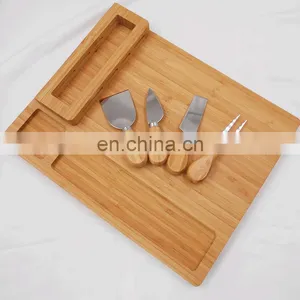 Eco-Friendly Kitchen Bamboo Charcuterie Board Set With 4 Knife Set thumbnail-2