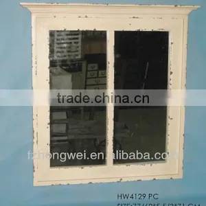 Antique White Wooden Framed Mirror & Antique Decorative Wall Hanging Framed Mirror thumbnail-1