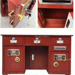 Steel Office Desk With Integrated Digital Safe for Executive Room; Heavy Duty Metal Frame for High-Security Document Storage thumbnail-5