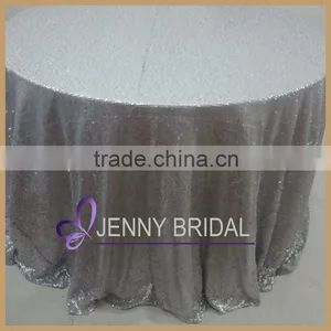SQN#57 Factory Outlet Wholesale Cyber Silver Sequin Tablecloth Wedding thumbnail-1