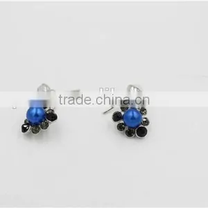 Popular Blue 3 Flowers Pendant Necklace Fancy Necklace and Earring Fashion Jewelry Set thumbnail-3