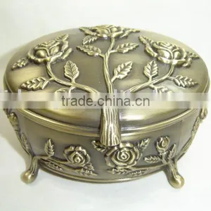 Leaf Design Metal Jewelry Box (LD-2108S/Antique-Bronze) thumbnail-1