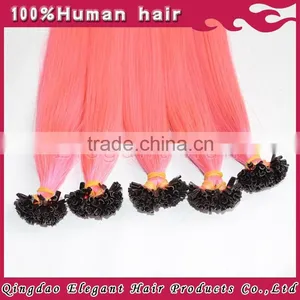 New Style Sliky Straight Natural Color Human Hair Pink Hair Extensions thumbnail-1