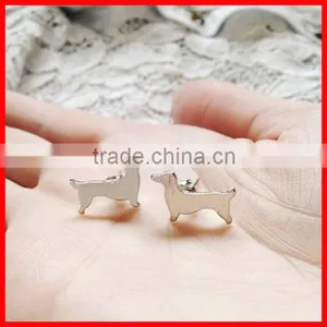 925 Sterling Silver Cheap Cute Girls Plain Silver Cute Dog Dachshund Earring thumbnail-1