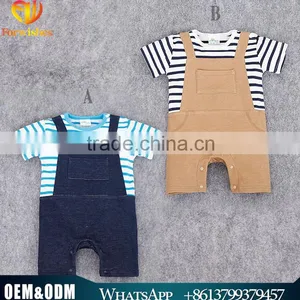 2016 New British Style Baby Casual Cotton Wear Baby Strap Romper Baby Toddler Outfits thumbnail-1