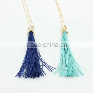 Fashion Boho Crystal Beaded Long Tassels Layering Fringe Pendant Necklace NNK-100974-1 thumbnail-3