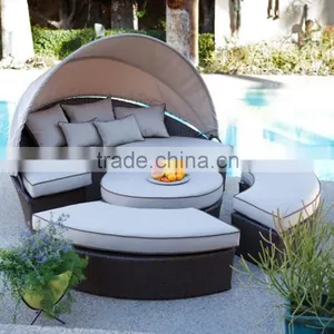 Home Furniture Cheap Round Bamboo Garden Sofa Daybed Rattan Daybed With Canopy Outdoor Daybed Quality Choice thumbnail-6