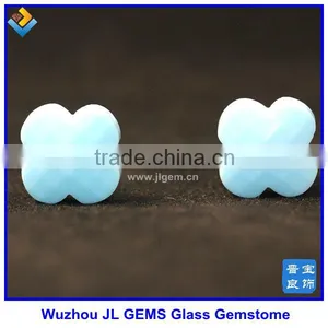 Beautiful Synthetic Four Leaf Flower Blue Milky Glass Gemstone For Fashion Jewelry thumbnail-1