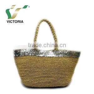 Victoria New Fashion Paper Woven Hand Crochet Straw Beach Bag Shoulder Bag thumbnail-2