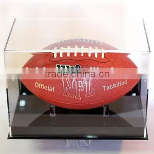 Football Display Case Wall Mount Full Size 85% UV Filtering Acrylic Memorabilia Collectible Showcase With Black Acrylic Base thumbnail-1